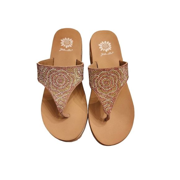 Yellow Box Shoes Yellow Box Leather Sparkle Thong Flip Flop Solid